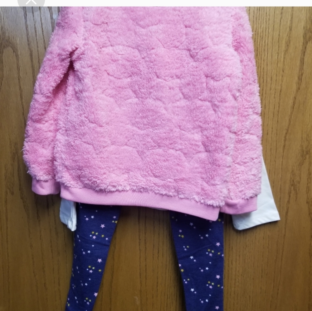 BCBG Girls 3-Piece Plush Set, Pink Sweater, Cream Tunic & Blue Leggings, - Picture 3 of 8